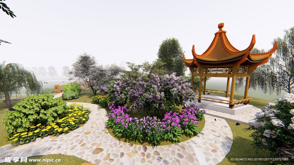 湖心岛局部效果图