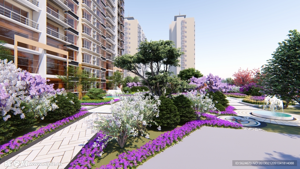 小区局部景观绿化效果图JPG