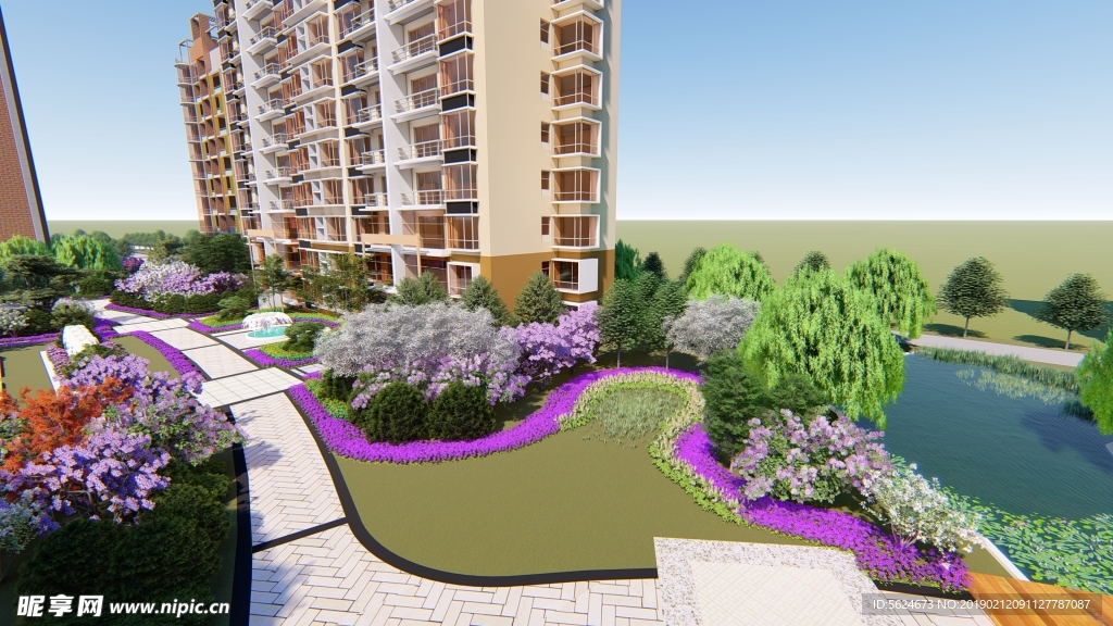 小区局部景观绿化效果图JPG