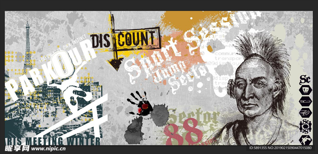 欧美街头涂鸦巴黎铁塔酒吧ktv