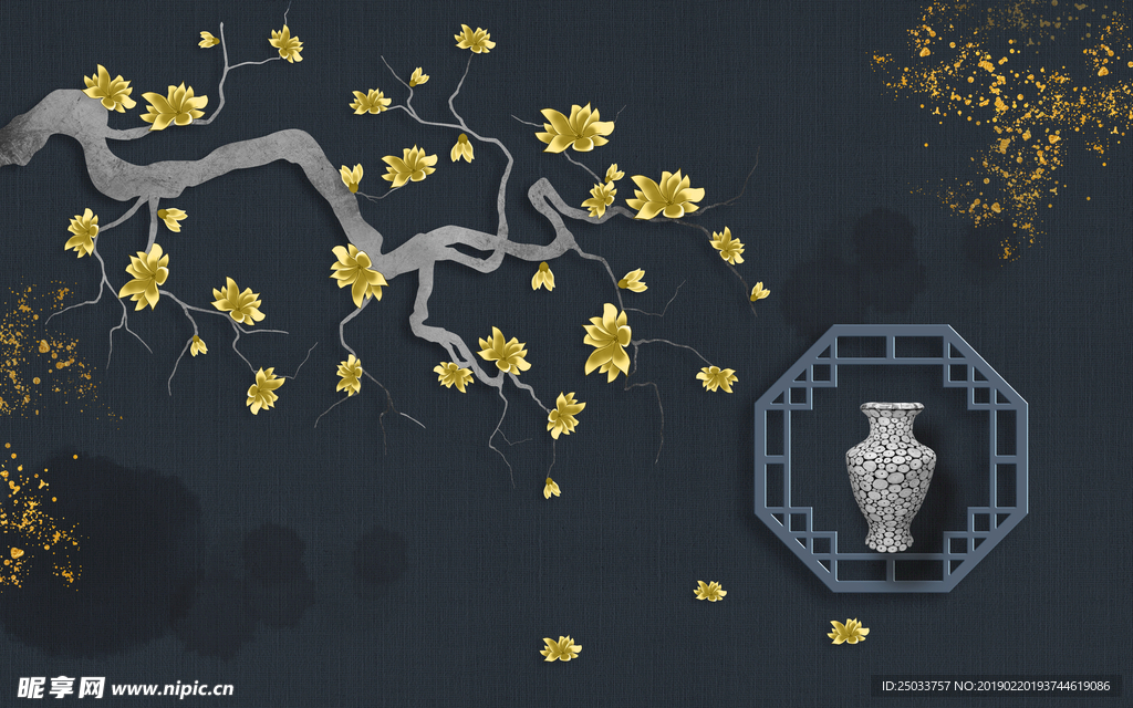 中式古典花玄关屏风电视背景墙底