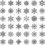 手绘黑白雪花图案AI矢量