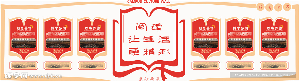 简洁校园文件立体展板