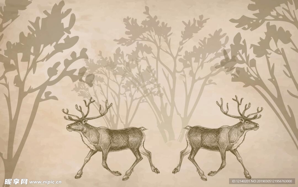 手绘鹿