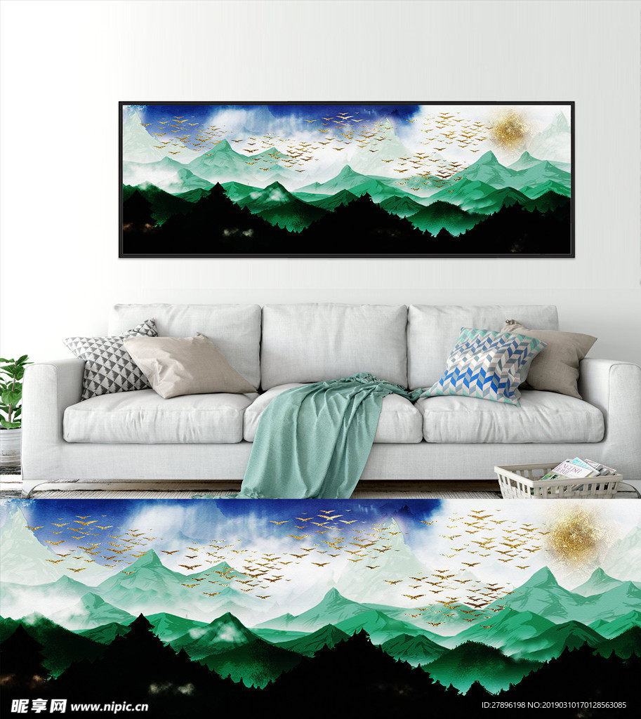 创意抽象绿色金装饰画