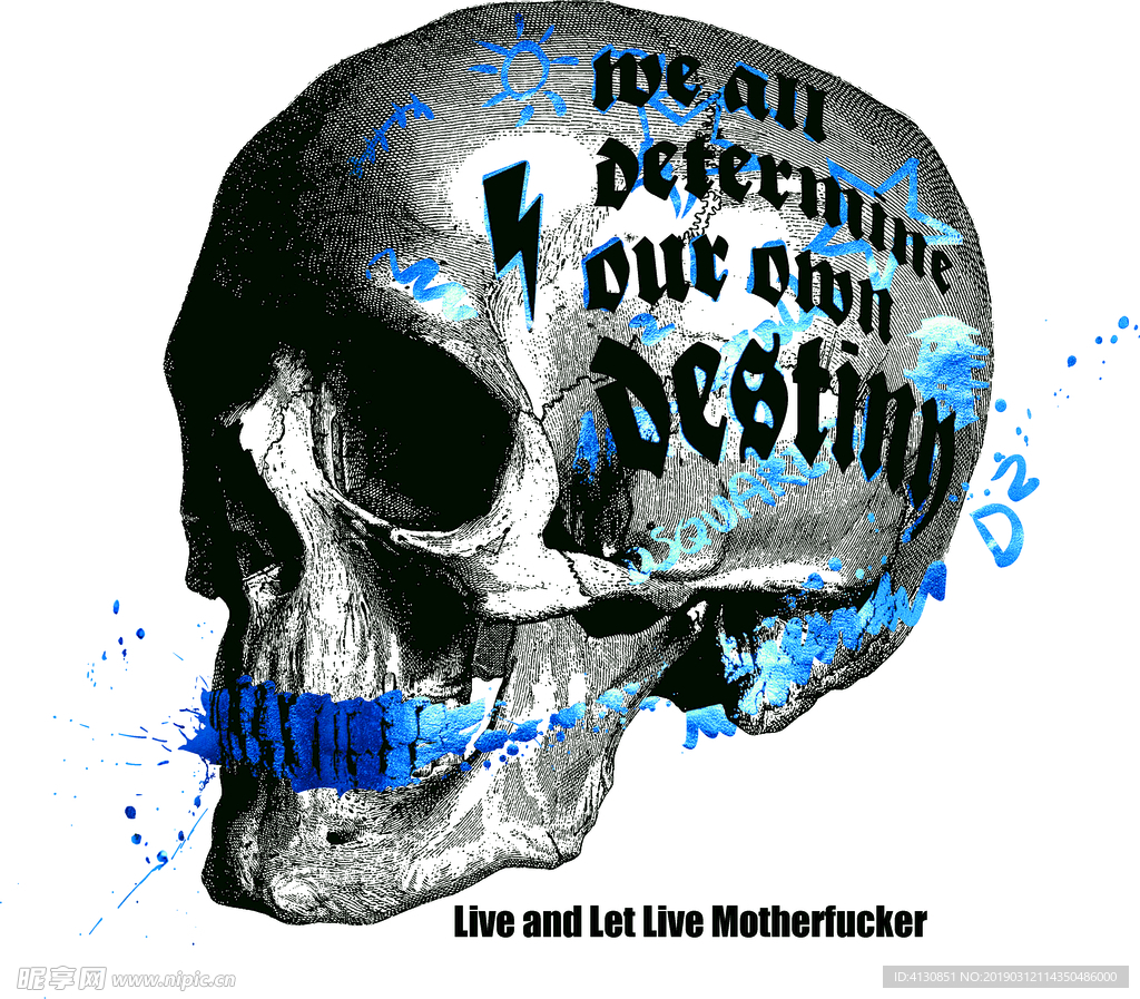 数码印花 骷髅头 品牌男装