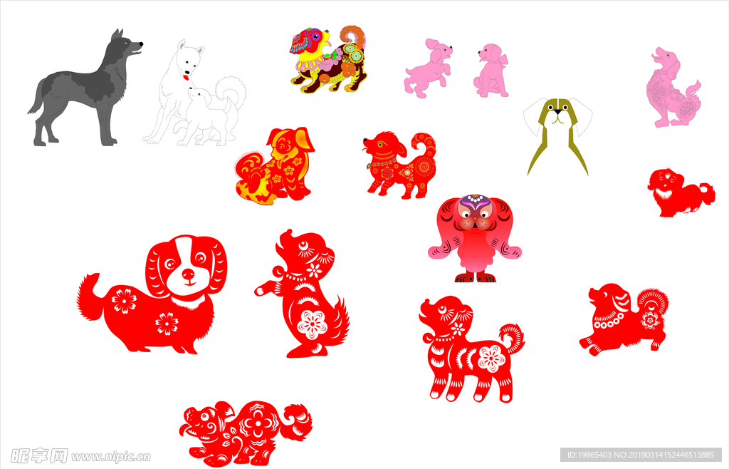 狗狗矢量图素材合集