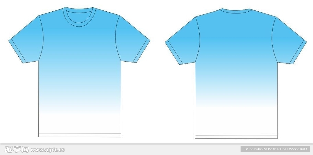 渐变色圆领T恤模板