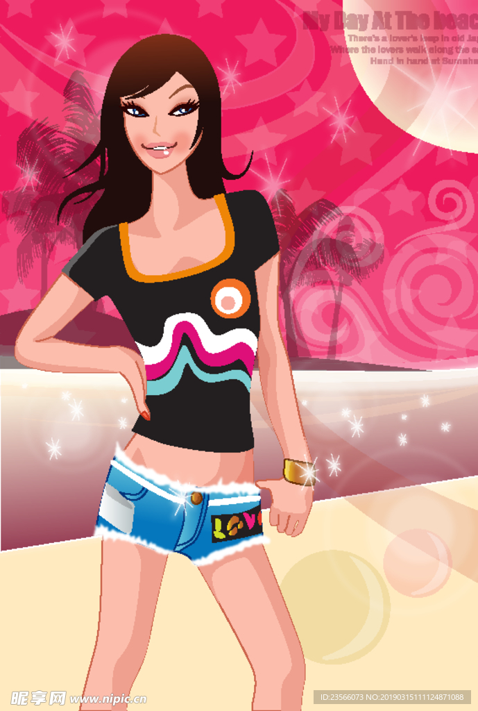 创意夏日人物女孩活力插画