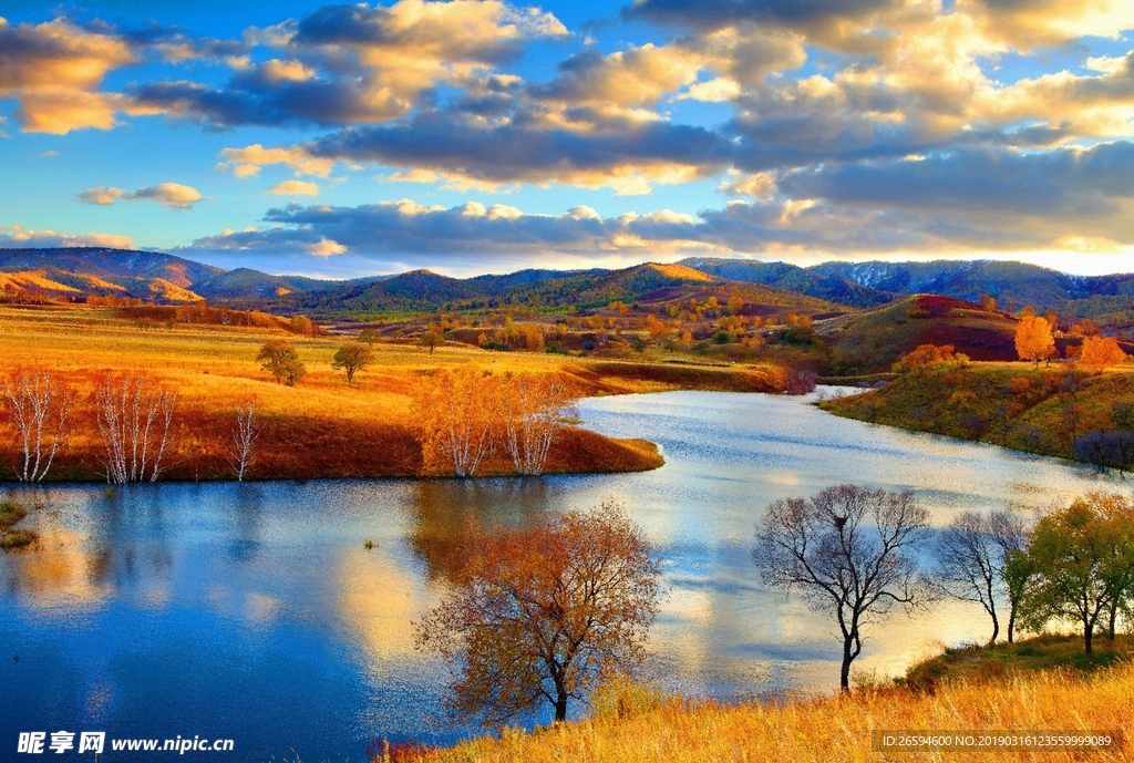 森林 梦幻 卡通 湖水 枫树