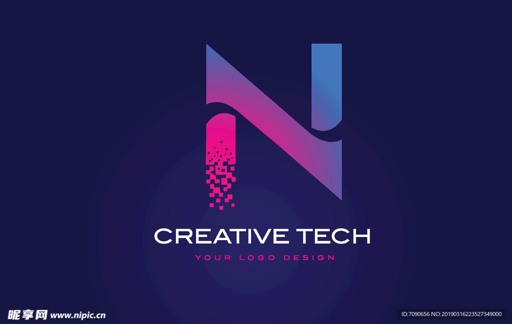 科技感英文LOGO字母N