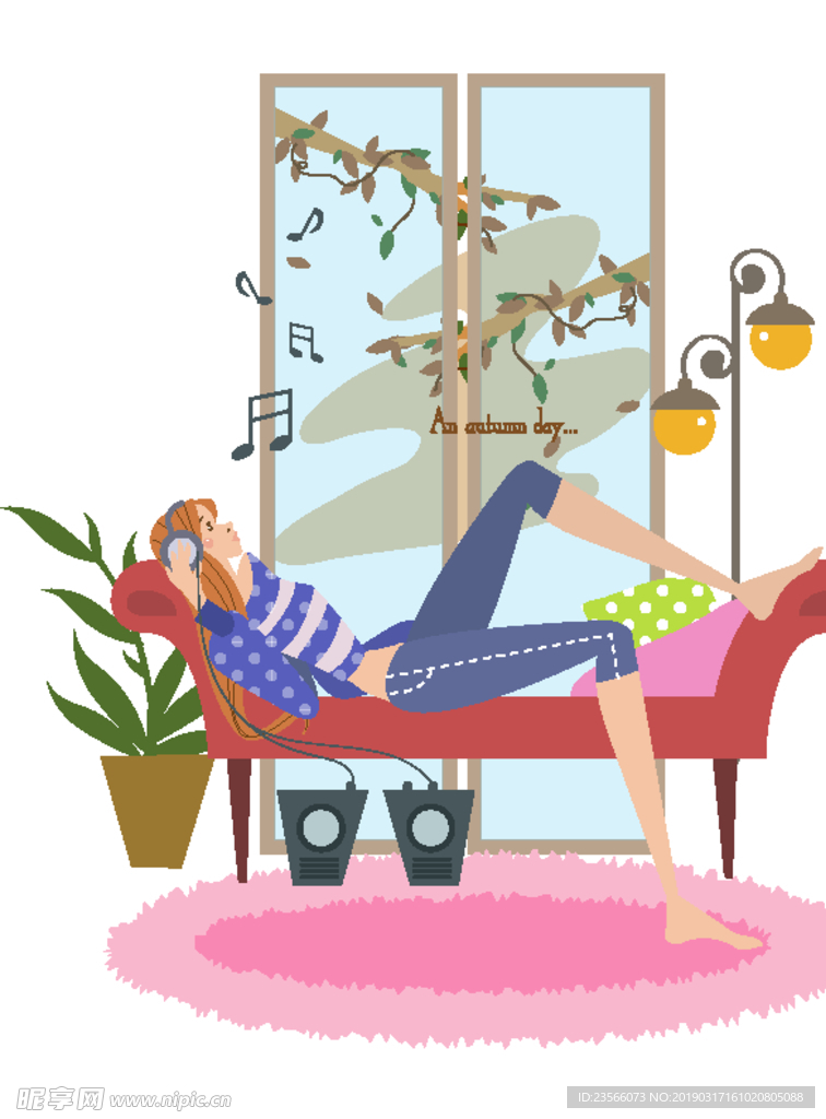 时尚潮流人物女性插画图案设计