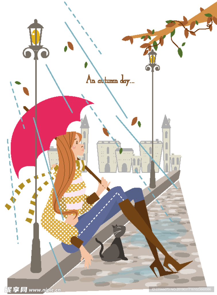 时尚潮流人物女性插画图案设计