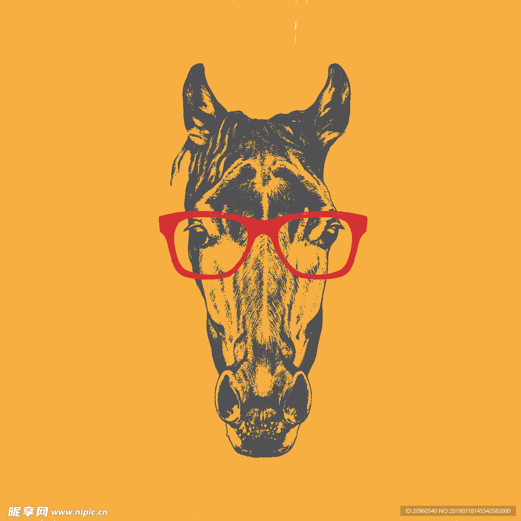 黄色底马儿装饰图