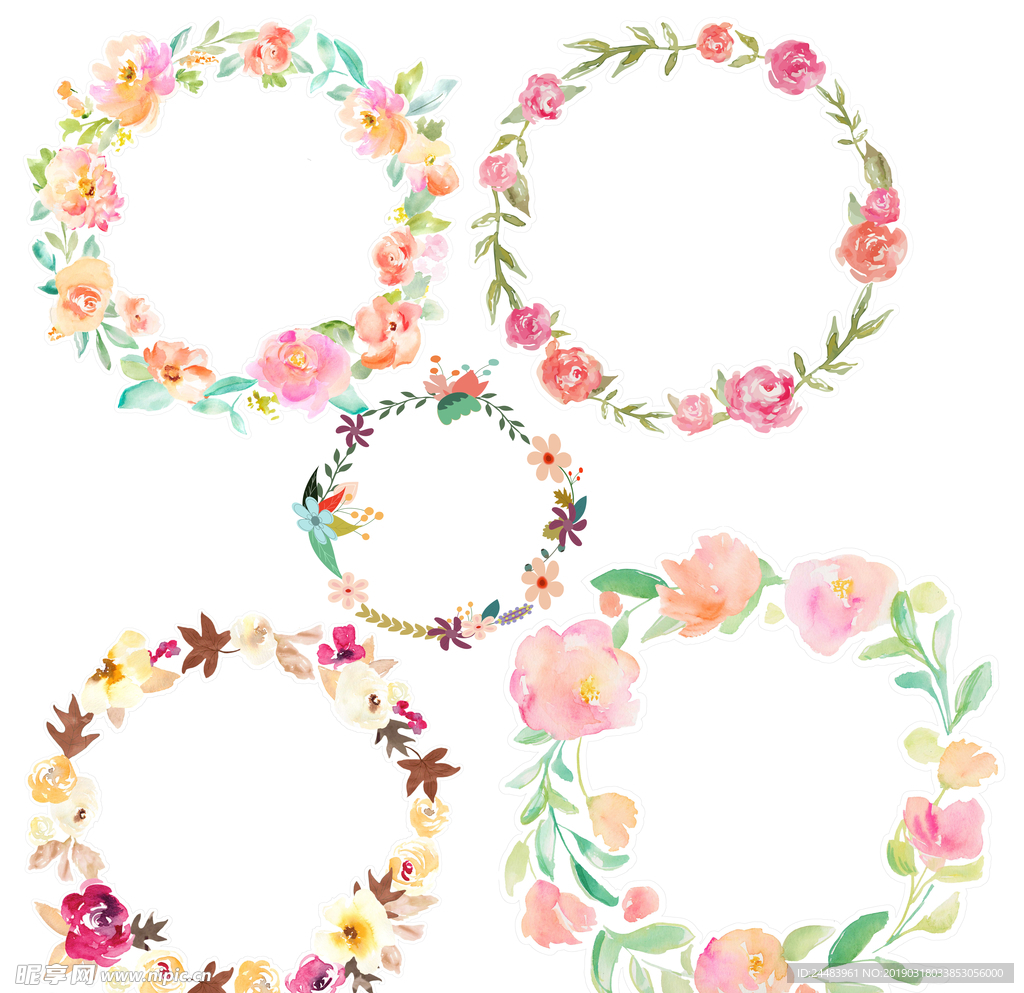 水彩花花环