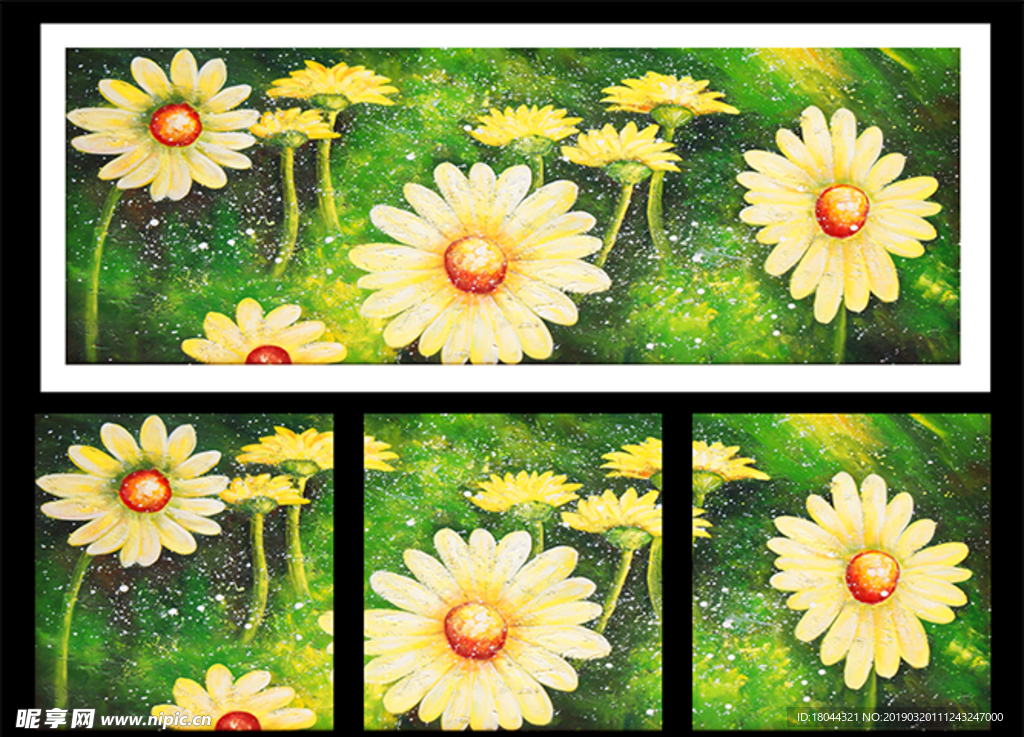 油画小雏菊装饰画无框画