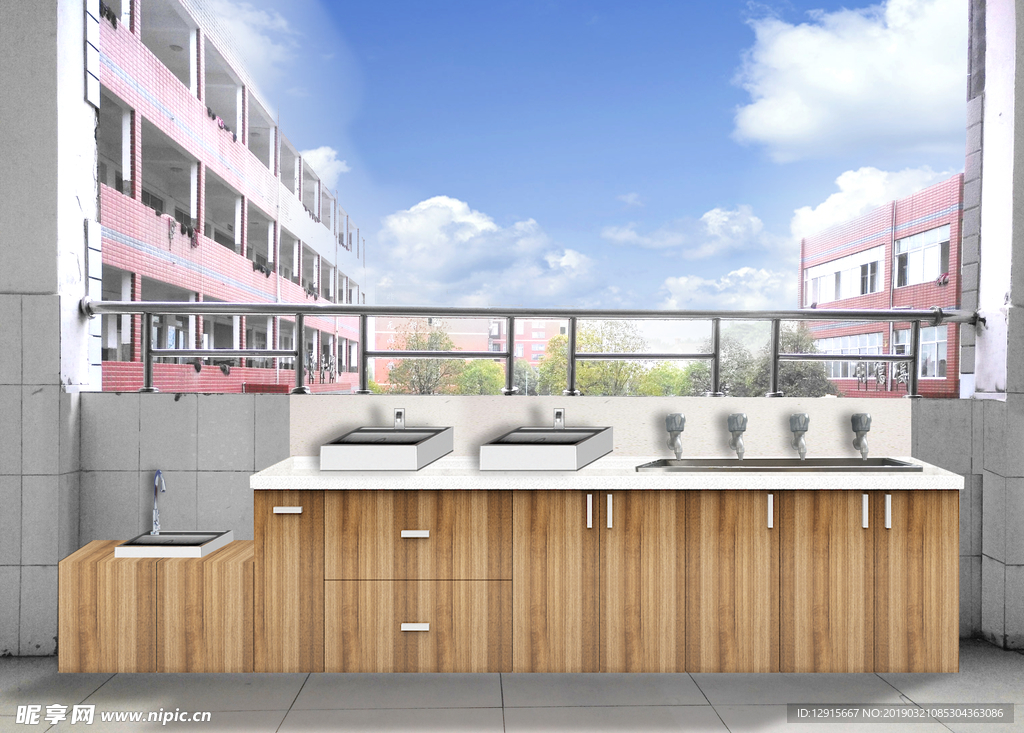 学校洗手设施效果图