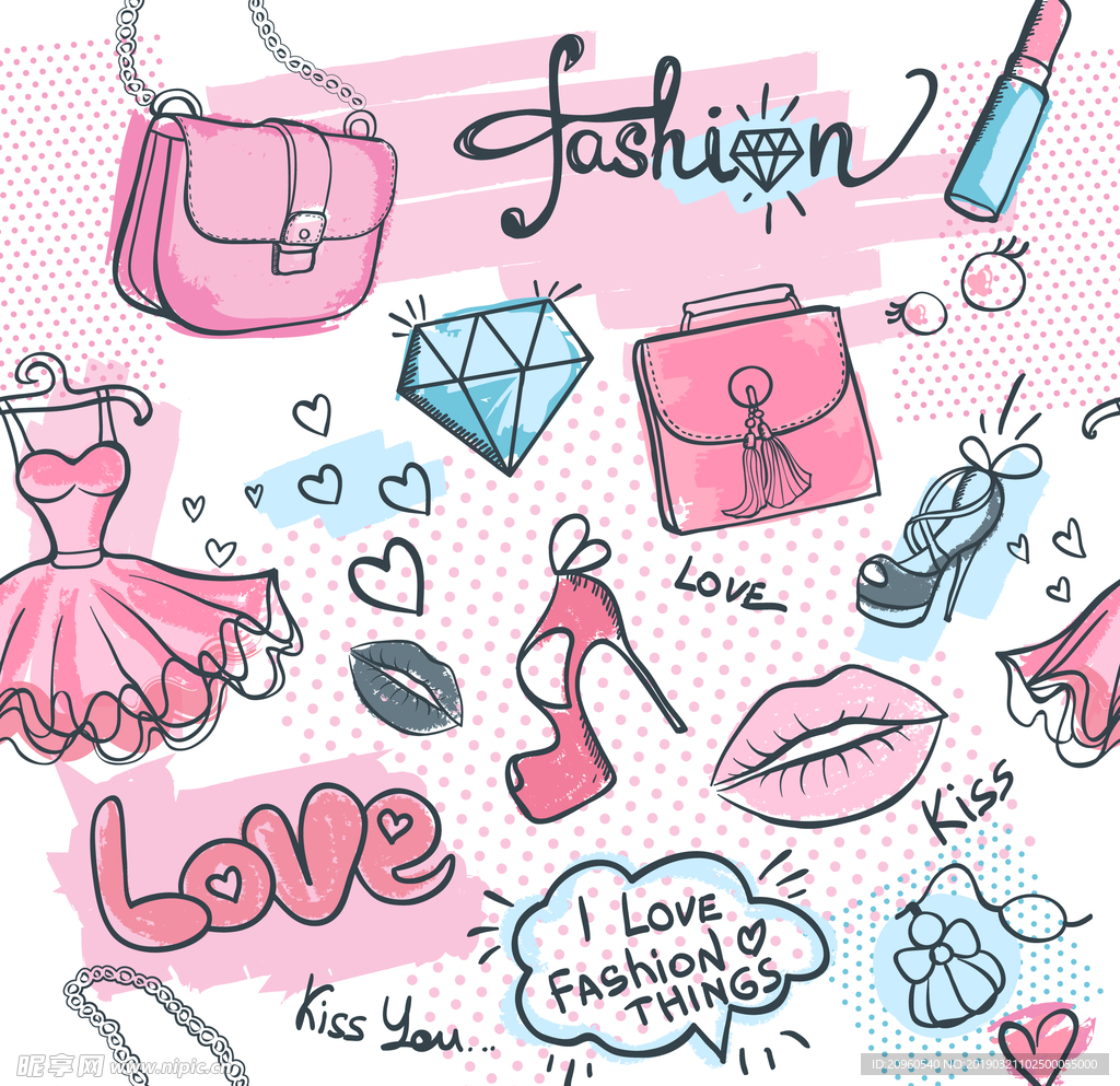 女生元素平铺图