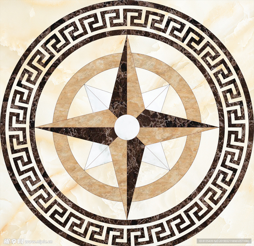 新中式入户地面拼花地毯图案