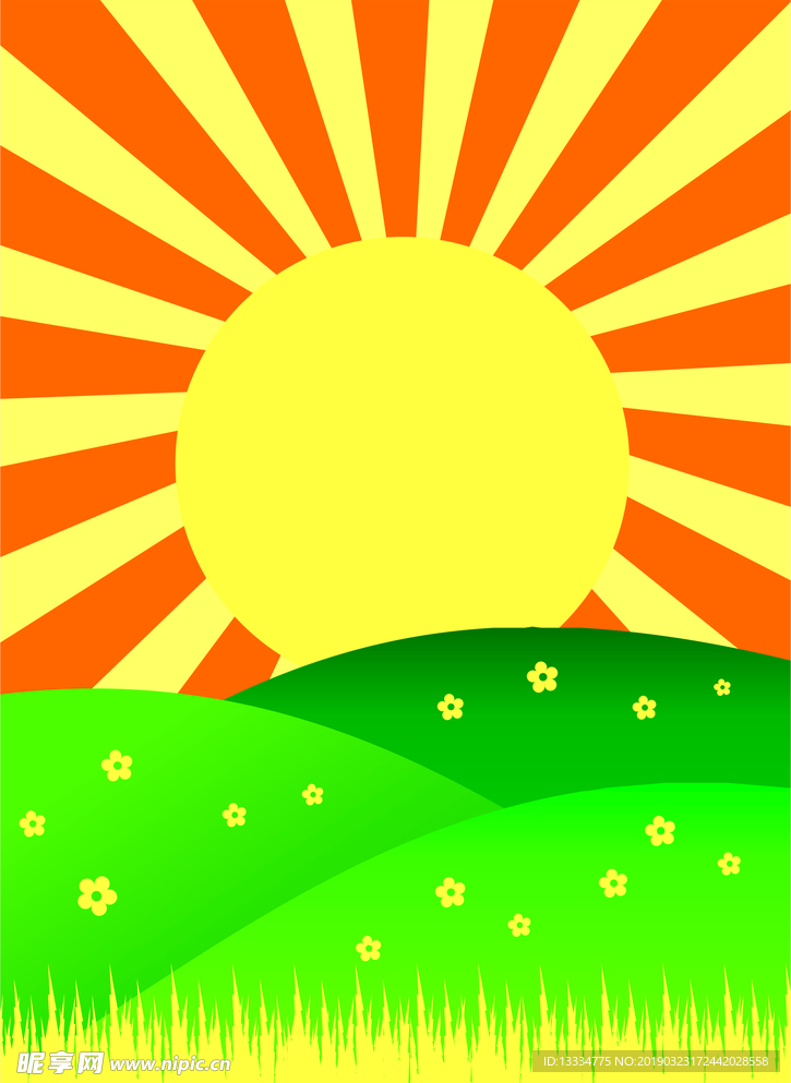 卡通 背景 太阳 草地