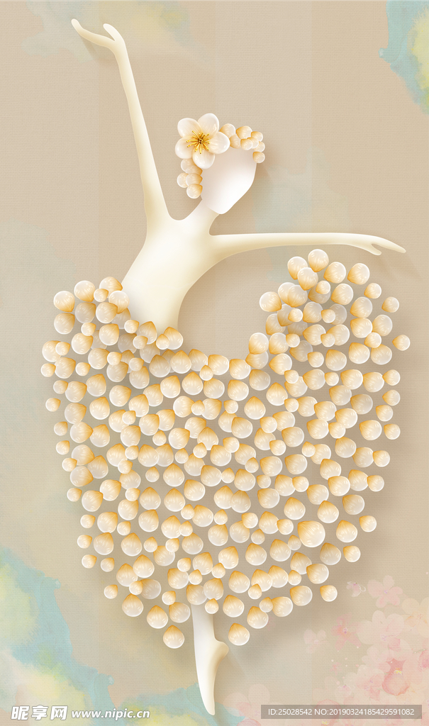 花瓣美女舞蹈抽象背景