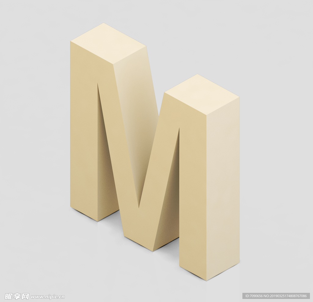 立体3D英文字母M