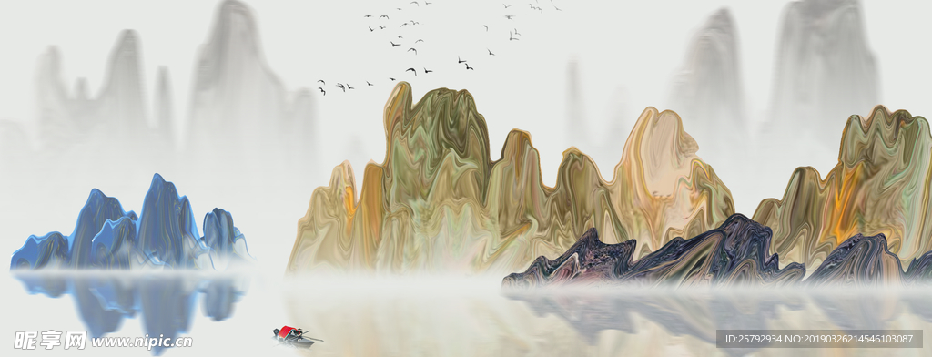 新中式水墨山水画