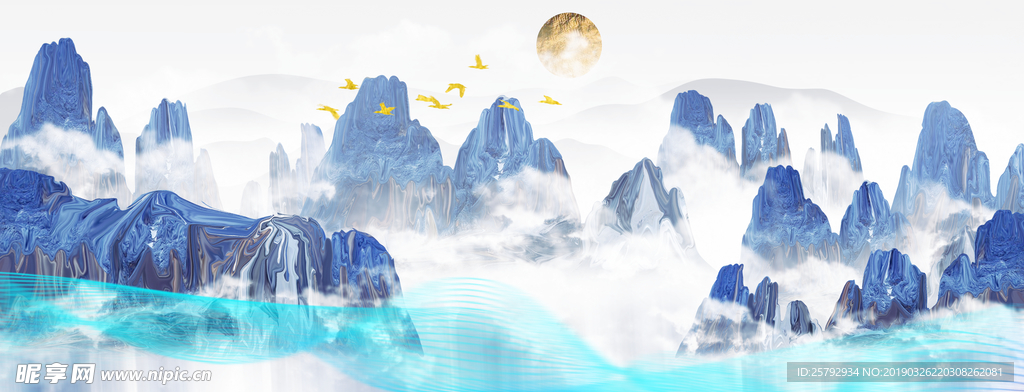 新中式水墨风格中国风山水装饰画