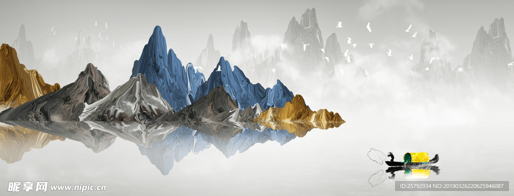 新中式水墨风格中国风山水装饰画