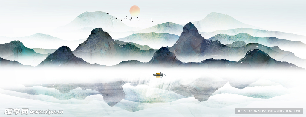 古风水墨山水画