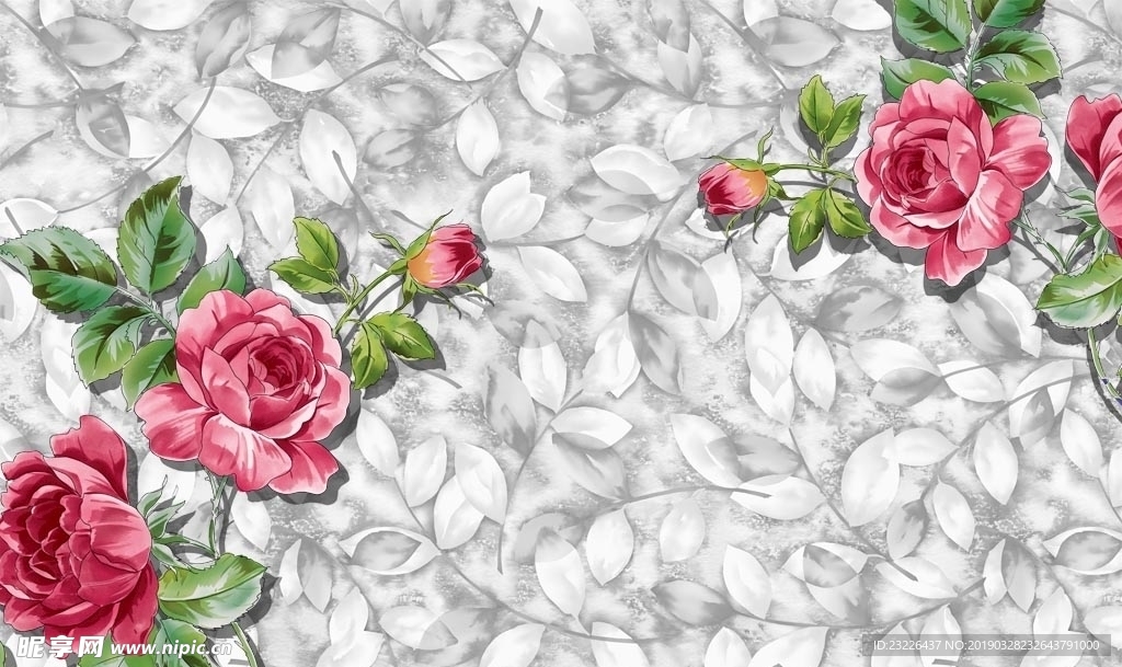 田园花朵背景墙