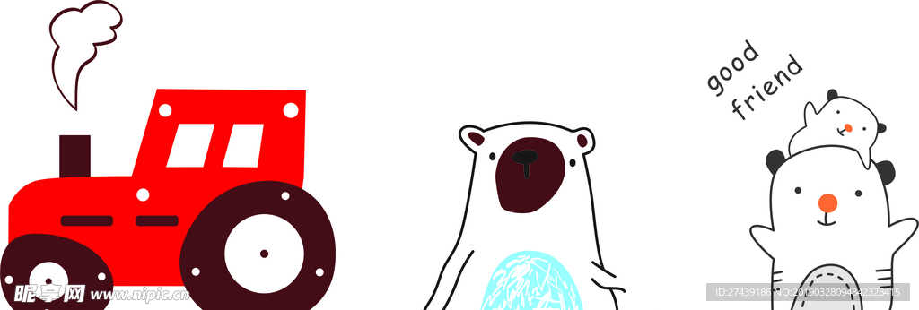 卡通熊  车