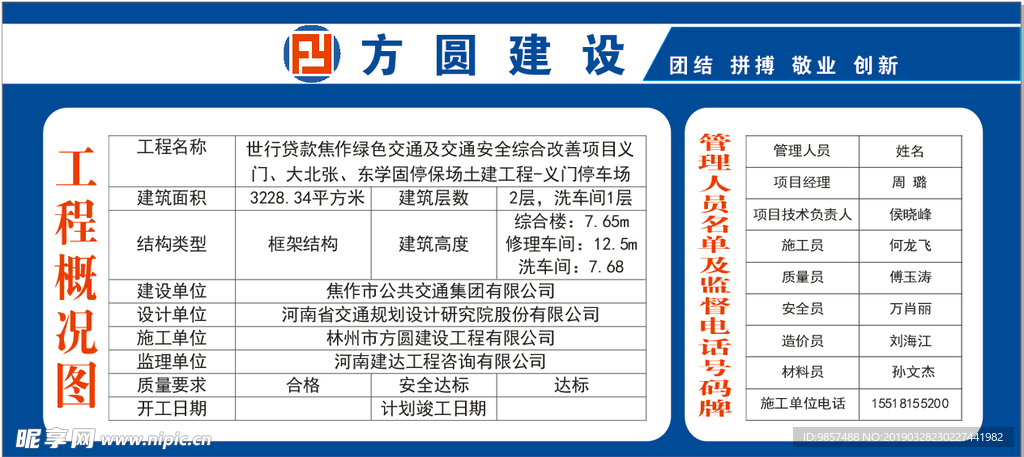 工程概况图及监督电话