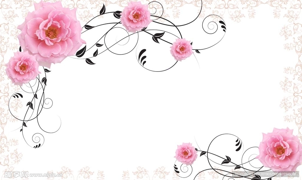 浪漫玫瑰背景墙