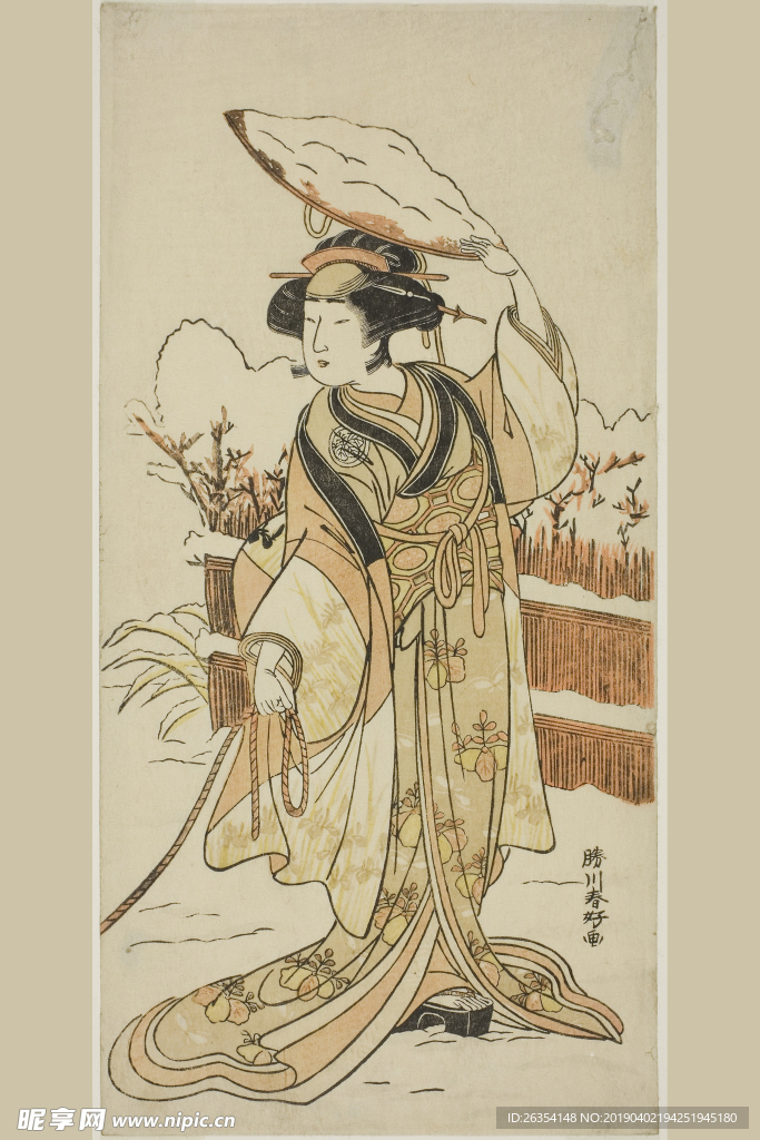 日式美女玄关画