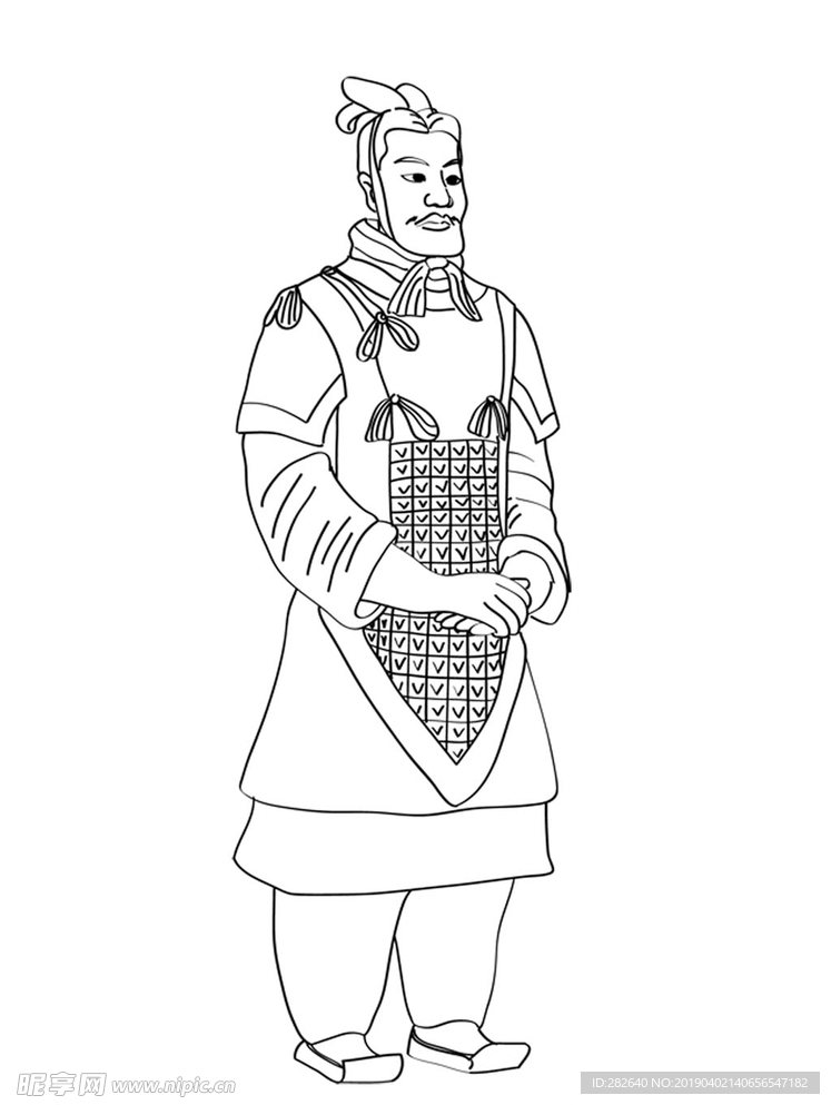 兵马俑矢量线稿
