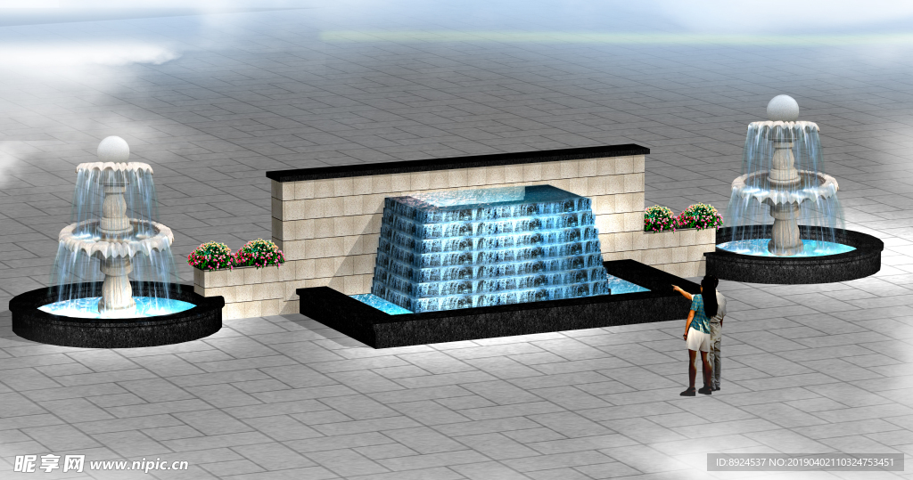 喷泉跌水景墙