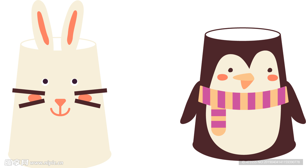 创意纸杯小兔 企鹅