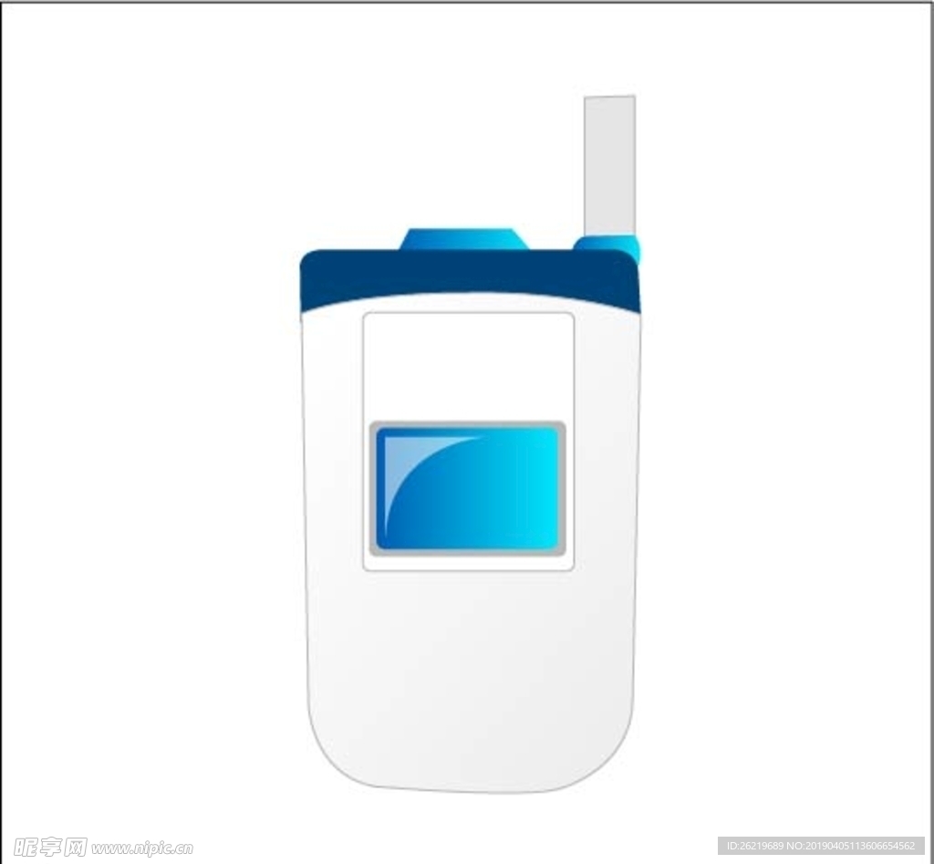 矢量蓝色老式手机