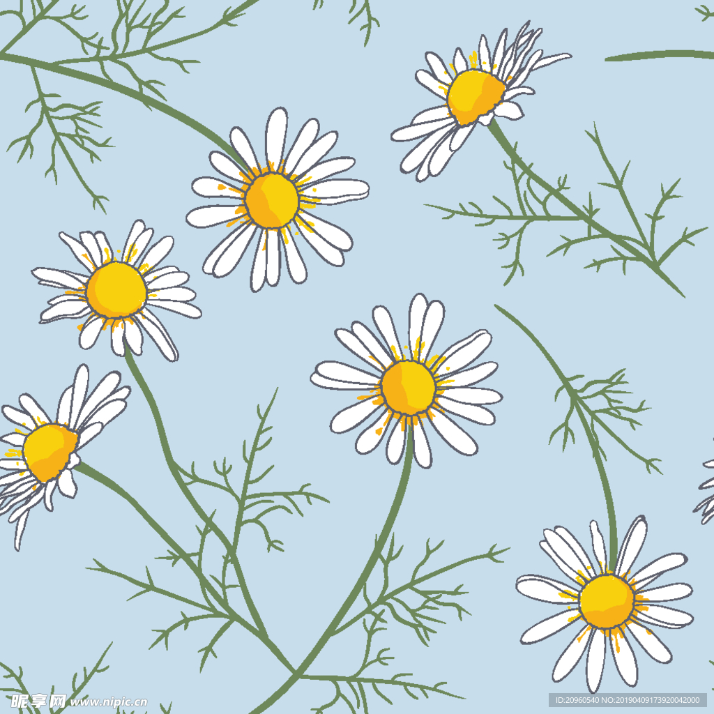 蓝色底雏菊清新家纺图