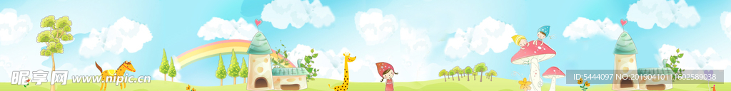 草原蜡笔画彩绘横图