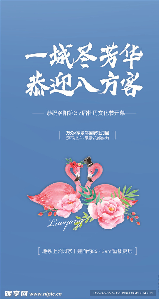 微单 海报 牡丹花 花 地产