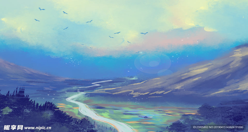 原创手绘天空背景