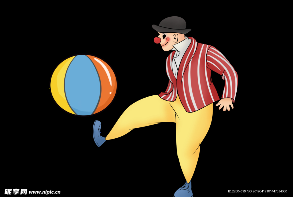 游乐园踢球的小丑