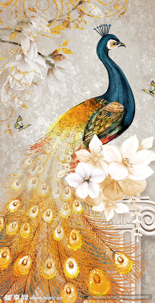 玄关孔雀装饰画