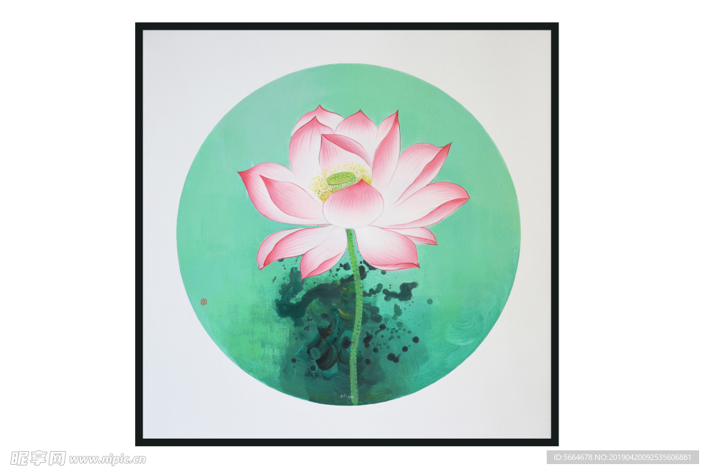 荷花装饰画 手绘荷花油画