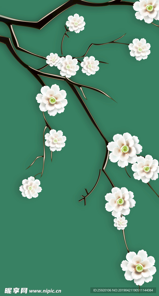 简约花卉背景墙