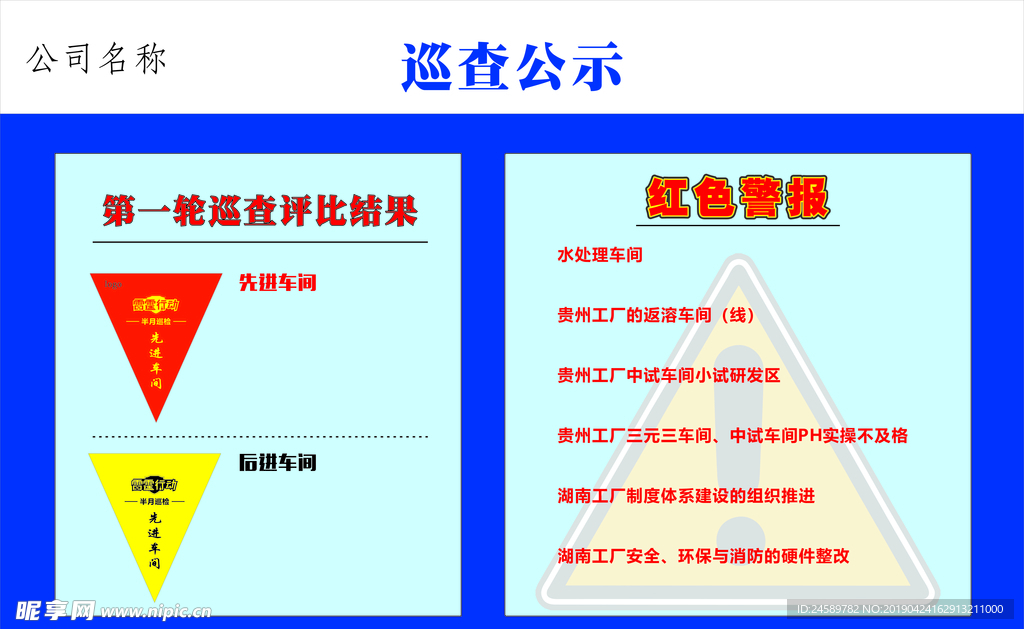 巡查看板 展板红色警报红旗