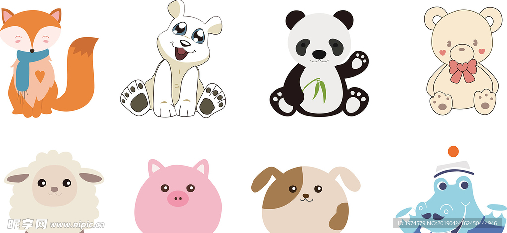 可爱卡通动物矢量图