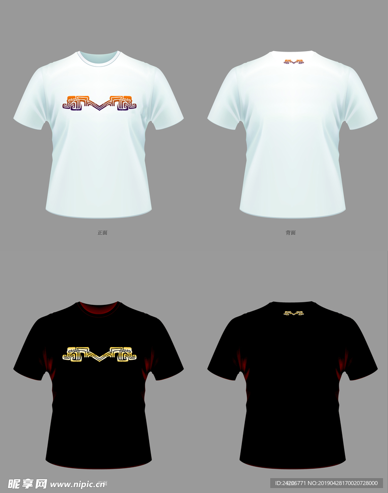 中国风T恤英文字母M兽图腾